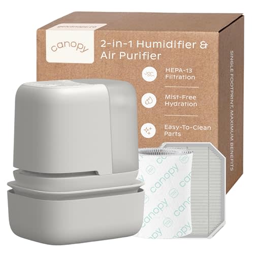 Canopy Wellness Tower – Bedside Humidifier + Air Purifier Combo | HEPA-13 Filtration, No-Mist Evaporative Hydration, 36-Hour Run Time, White Noise & Adjustable Sleep Lights - Moonstruck