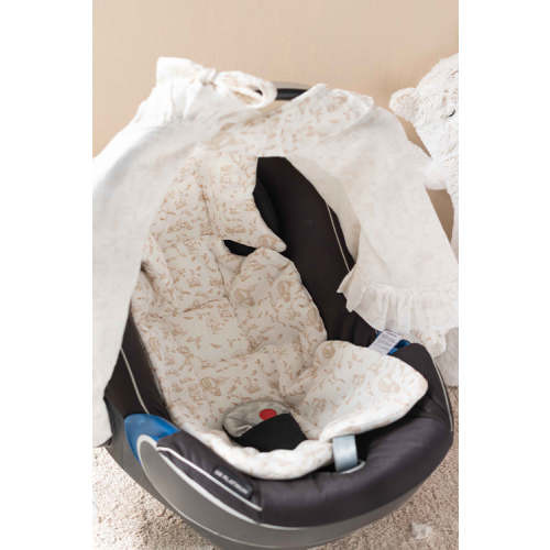 Baby Car Seat Cushion - Toile De Jouy / Beige