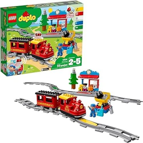 LEGO DUPLO Town Steam Train Set - Battery Powered Remote Control Train Toys for Toddlers - Learning Toy for Boys, Girls, and Kids 2-5 - Gifts for Birthdays & Holidays - 10874