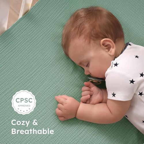 Yoofoss Muslin Crib Sheets for Boys Girls 100% Cotton Fitted Baby Crib Sheet 2 Pack Soft and Breathable for Standard Crib Mattress & Toddler Mattress 52"x28"