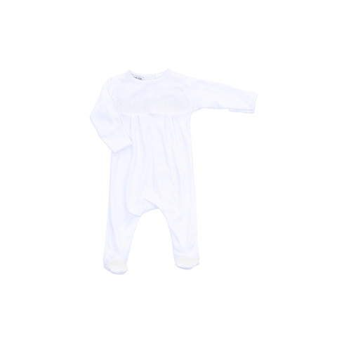 Smocked Essentials White Footie