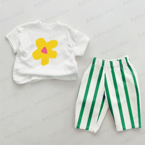 Baby Green Floral Striped 2-piece Set