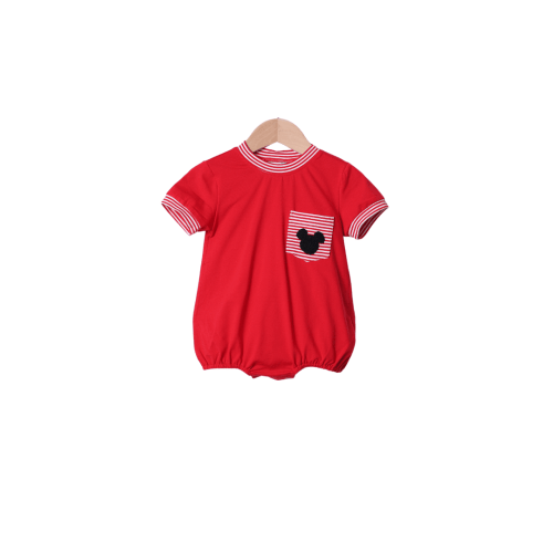 French Knot Mouse Red/Stripe Knit Bubble – The Smocked Flamingo