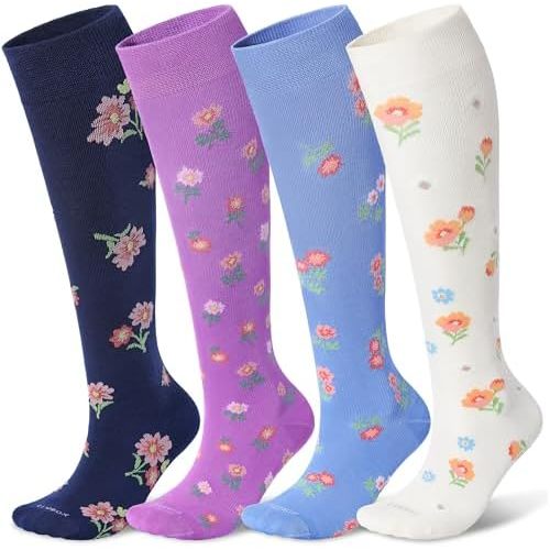 LEVSOX Viscose Made from Bamboo Compression Socks for Pregnant Women 20-30 mmHg Knee High Cute Mens Supports Socks for Travel