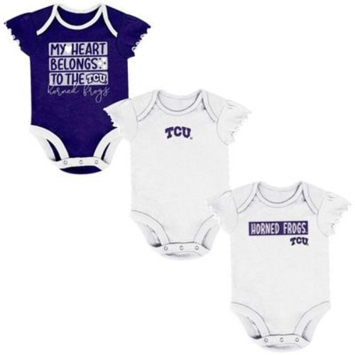 NCAA TCU Horned Frogs Infant Girls' 3pk Bodysuit Set - 3-6M