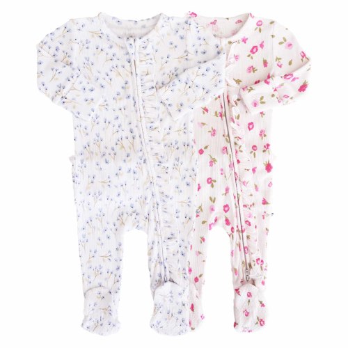 Bamboo Waffle Zipper Footies | Printed