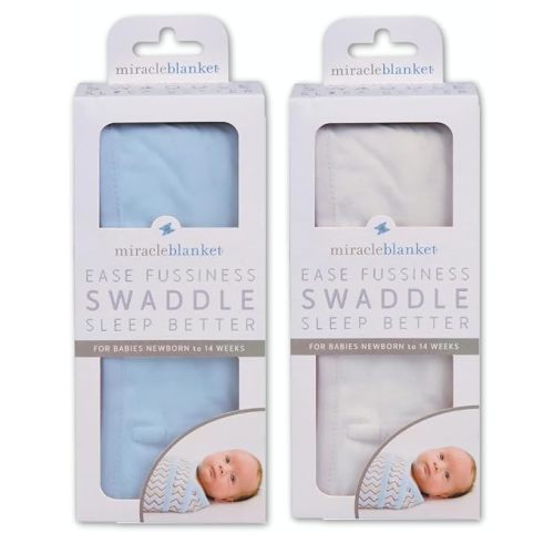 Swaddle Wrap Bundle - Boy, Girl, or Neutral Receiving Baby Blanket - Soft, Wearable Sleep Sack Essential for Newborns and Infants (Blue & Natural Beige)