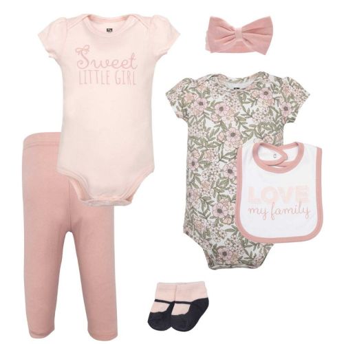 Hudson Baby Infant Girls Cotton Layette Set, Love My Family&nbsp;| 0-3 Months