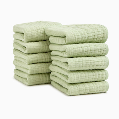Small Story Organic Cotton Muslin Washcloths Multipack - Sage