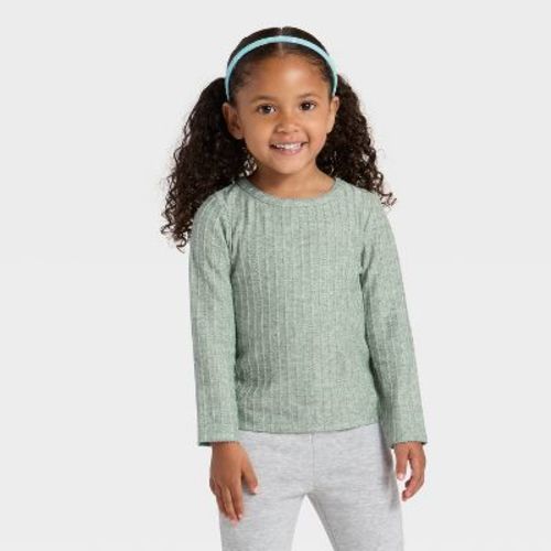 Toddler Girls' Pointelle Long Sleeve T-Shirt - Cat & Jack™ Green 2T