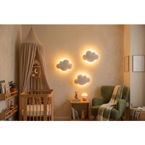 Bouclé Cloud Nursery Light Set: Handmade Teddy Bear Decor