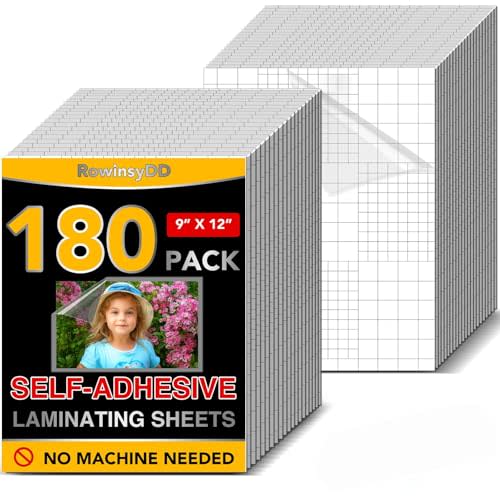 180 PCS Self-Adhesive Laminating Sheets, 9 x 12 Inches Self Adhesive Contact Paper, No Heat No Machine Needed Self Sealing Laminate Sheets