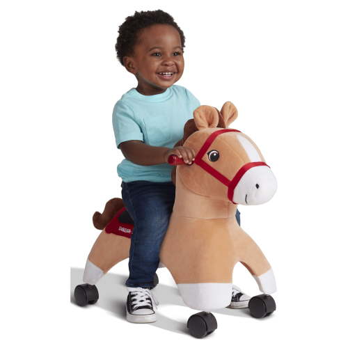 Radio Flyer, Boots: Rolling Pony, Plush Caster Ride-on Horse for Girls and Boys