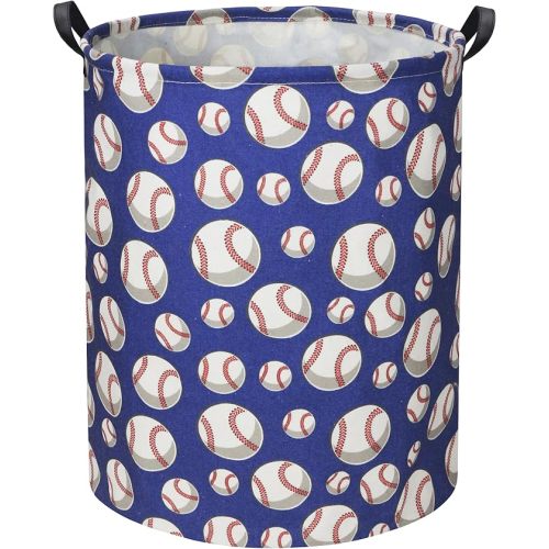 HIYAGON Baseball Kids Laundry Hamper, Large, Cotton & Linen, Waterproof PE Coating, Collapsible, Multi-purpose, Dinosaur Pattern