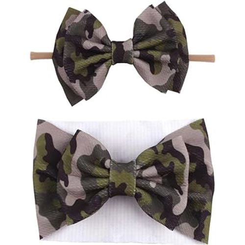 ZCYYYS Baby Camo Headband Bow Headwear Camouflage Headband Bowknot Wide Hairband Hair Bow Hair Accessories TSFD42