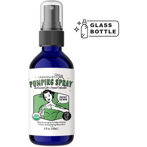 Legendairy Milk Pumping Spray 4 oz., Helps Sore Nipples & Clogged Ducts, Organic Lubricant for Breast Shields and Flanges, Vegan Breast Pump Spray, Natural & Lanolin-Free, Made in USA