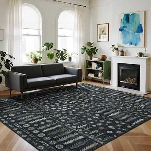 8x10 Washable Area Rug, Soft Area Rugs for Living Room, Non Slip Backing,Short-Pile&Durable Edge Binding, Stain Resistant, The Large Carpet for Bed Room, Dining Room,Office,Playroom