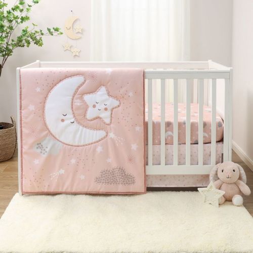 The Peanutshell Crib Bedding Set for Baby Girls, New Moon, 3 Piece