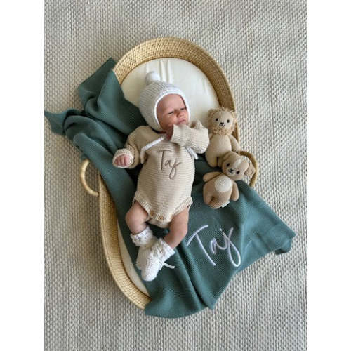 THICK BOARDER PERSONALISED BABY BLANKET | TEAL