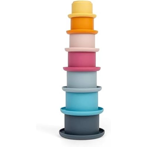 Bigjigs Toys Silicone Stacking Cups - 7 Piece Rainbow Stacking Toys, Bath Toys, Montessori Toys, Sustainably Made : Amazon.co.uk: Toys & Games