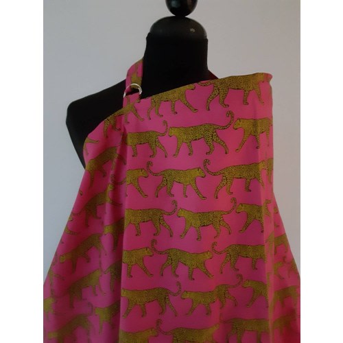 Hot Pink Jaguar Print Nursing Cover: Cotton Breastfeeding Coverup