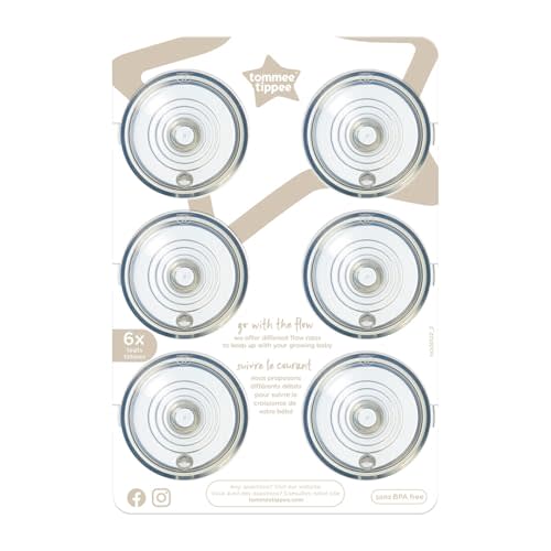 Tommee Tippee Natural Start Bottle Nipples, Medium Flow, 3m+ | Pack of 6, Breast-Like for a Natural Latch, Anti-Colic Valve, Soft Silicone, BPA Free
