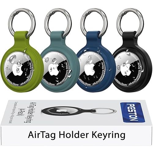 [4-Pack] Case for Apple AirTag Holder Keychain – IPX6 Waterproof, Anti-Lost, Scratch-Resistant Case for Air Tag – for Keys, Pets, Luggage