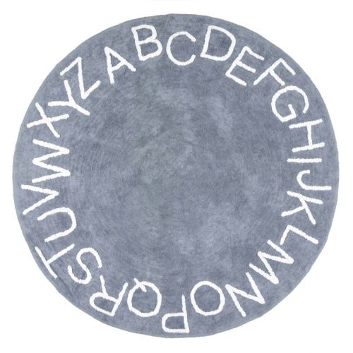 nuLOOM Kids Washable Round Alphabet Rug, Color: Blue, Size: round 6'
