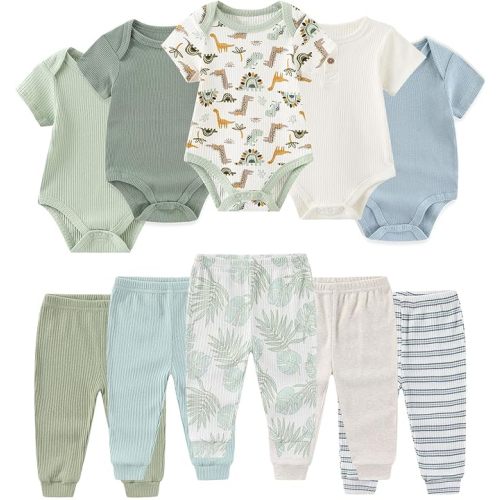 Baby Bodysuit and Pant Set Summer Ribbed Mix Match Infant Boy Girl Clothes Outfits