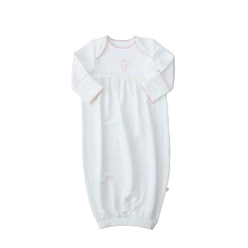 Baby Embroidered Pip Gown - Pink Cross