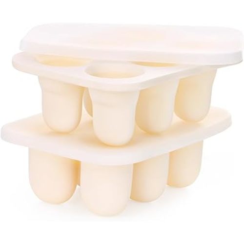 Breastmilk Popsicle Molds (2 Size), Silicone Teething Baby Food Freezer Tray Fit Feeder Pacifier Shapes, Fresh Fruit Ice Cube Tray with Lid, Durable and Easy to Remove-2 Pack