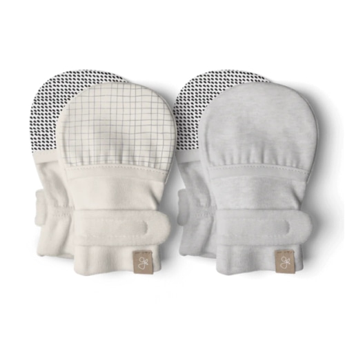 Goumikids Organic Baby Mittens – 2 Pack - Storm Gray & Gridlock - 3-6 months
