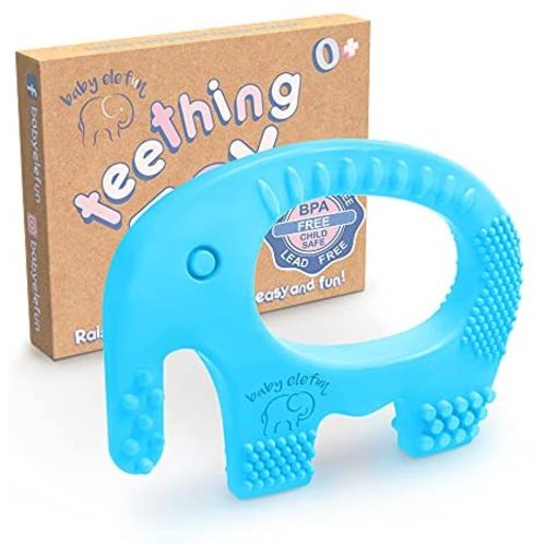 Baby Elefun Teething Toys - BPA Free Silicone, Easy to Hold Teethers With Gift Package Included, Effective Elephant Teether Ring Best for 0-6 6-12 Months Little Boy & Girl Cute Infant and Shower Gifts