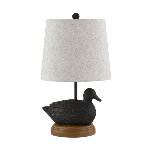 21H Black Resin Duck Table Lamp With Shade - 12 x 12 x 21