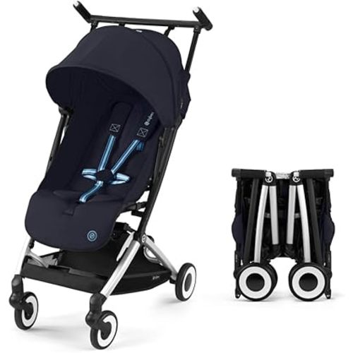 Cybex Libelle 2 Travel Baby Stroller - Lightweight Carry-On Travel Stroller for Airplane with One-Hand Recline, Compatible with CYBEX Car Seats, Dark Blue