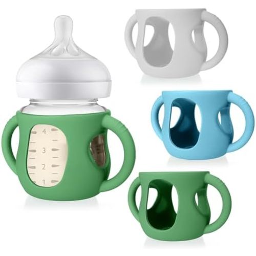 Juome Silicone Sleeves with Handles for Avent Natural Glass Baby Bottle 4oz