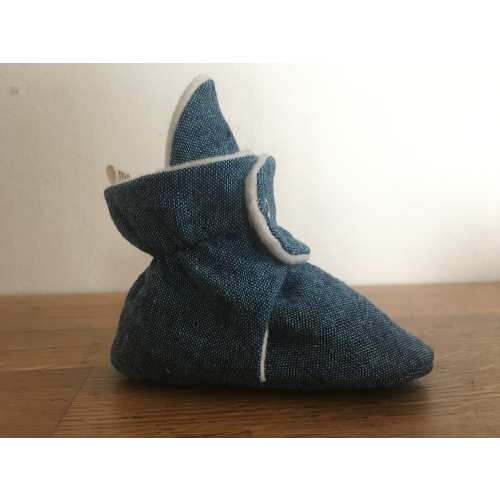 Blue Linen/Cotton Baby Booties