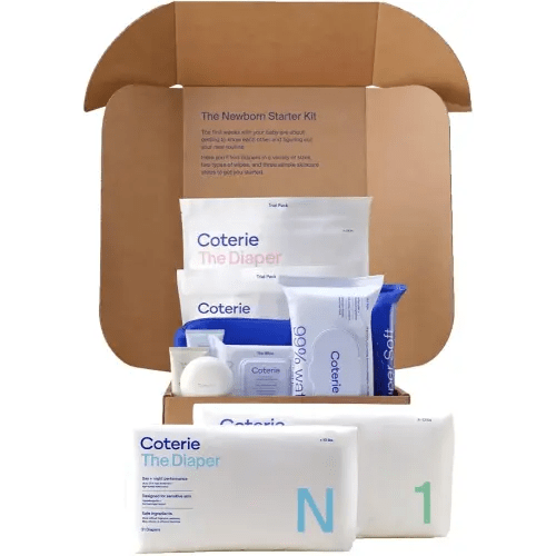 Coterie Newborn Starter Kit | Diapers (NB-3), Wipes & Skincare Gift Set