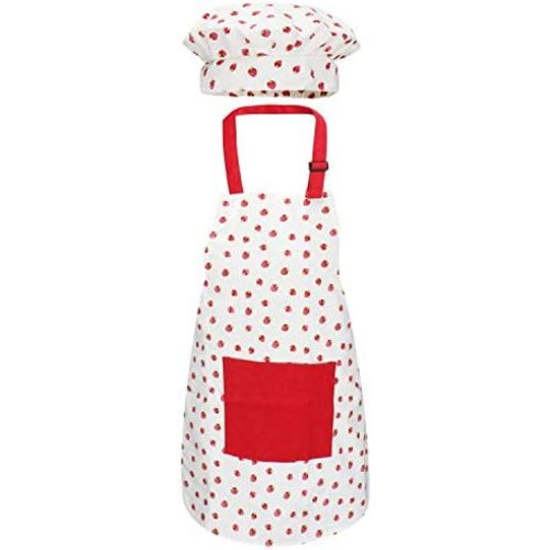 Jennice House Kids Apron and Chef Hat Set, Cute Children Baking Aprons for Cooking Baby Baking Aprons