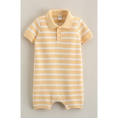 Cotton Polo Sweater Romper, 3M