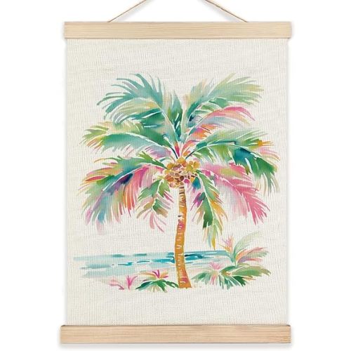 RYYCDOI Palm Tree Wall Art, Pink Green Preppy Beach Palm Tree Wall Art Poster, Coastal Wall Decor, Beach Room Decor, Beachy Wall Decor Posters for Home Room Bedroom Living Room, 12x16 Inches