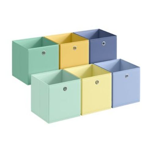 SONGMICS Storage Cubes, Set of 6 Odorless Foldable Storage Boxes, 10.2 x 10.2 x 11 Inches, Closet Organizers for Shelf, Colorful Fabric Storage Bins