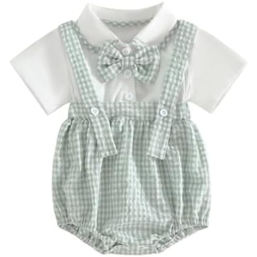 Twopumpkin Baby Bubble Romper Boy Oversized Onesie Retro Rompers Short Sleeve Shirts Summer Clothes Cute Outfits