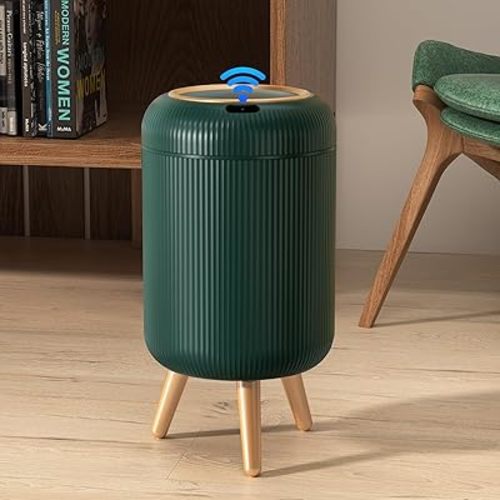 onlcuk Bathroom Trash Can Automatic Touchless, 3 Gallon Smart Motion Sensor Garbage Can with Lid Electric Small Mini Trash Garbage Bin for Kitchen, Office, Toilet, Bedroom Diaper Trash Cans-Green