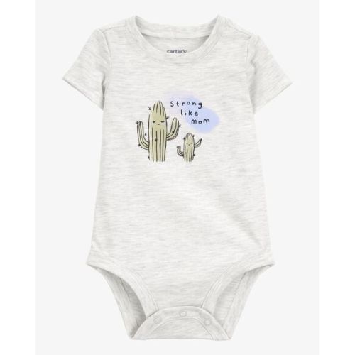 Baby "Strong Like Mom" Cactus Short-Sleeve Bodysuit - Gray - Carter's | Carter's