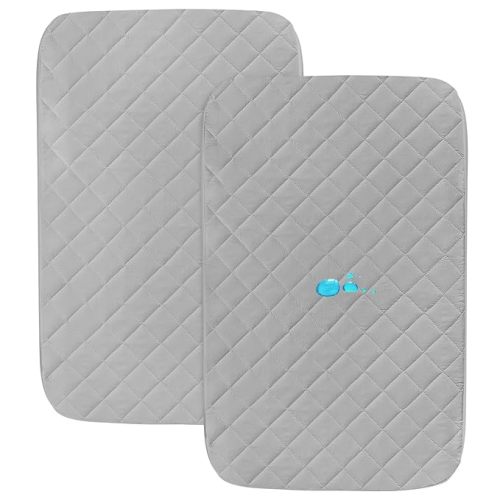 Bassinet Mattress Pad Cover Fit for Baby Delight/Mika Micky/Dream On Me Lotus/ANGELBLISS/KoolerThings (3 in 1) Bedside Sleeper, Waterproof Bassinet Mattress Protector Quilted Bassinet Sheets 2 Pack
