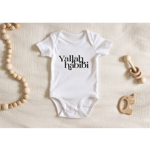 Yallah Habibi Baby Onesie, Eid Gift, Ramadan, Arabic Baby Onesie