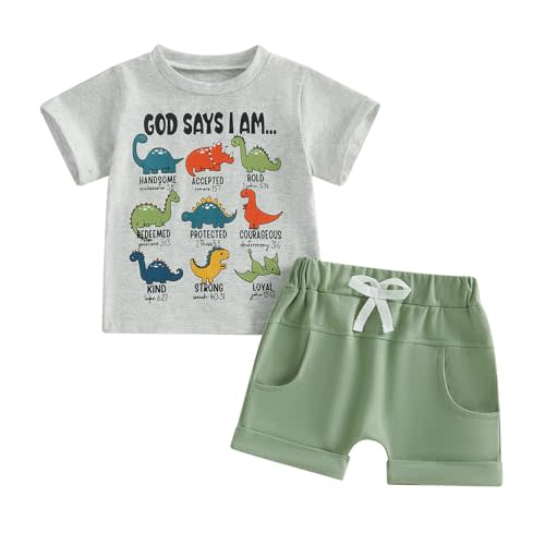 Toddler Boys Summer Clothes Kids Dinosaur Outfit Short Sleeve T Shirt Shorts Sets 6 12 18 24 Months 2T 3T 4T