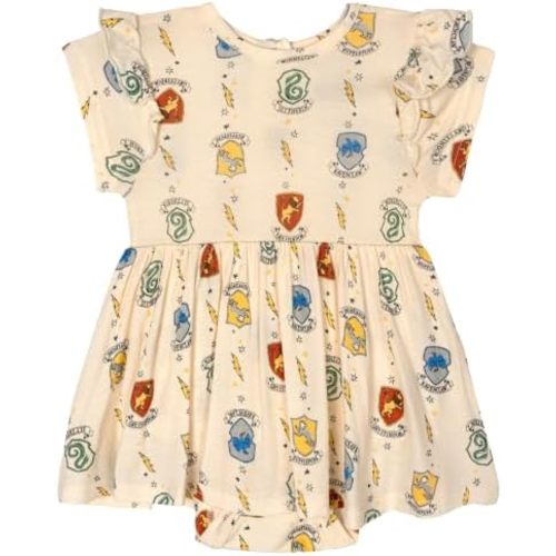 Harry Potter Baby Girls' Short Sleeve Flutter Bodysuit Dress Newborn to Infant