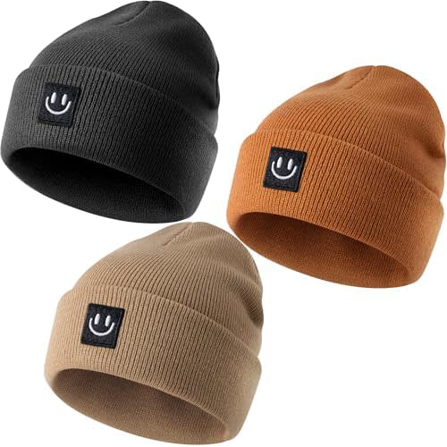 3 Packs Baby Beanie Cute Toddler Beanies Kids Winter Hat Boys Girls Warm Knit Hats Infant Beanie for 0-8 Years
